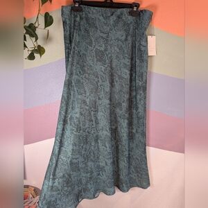 a new day Teal Snake Patterned Silky Midi Skirt 🐍 NWT